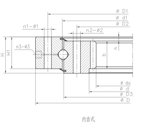轉(zhuǎn)盤(pán)軸承四點(diǎn)型內(nèi)齒式